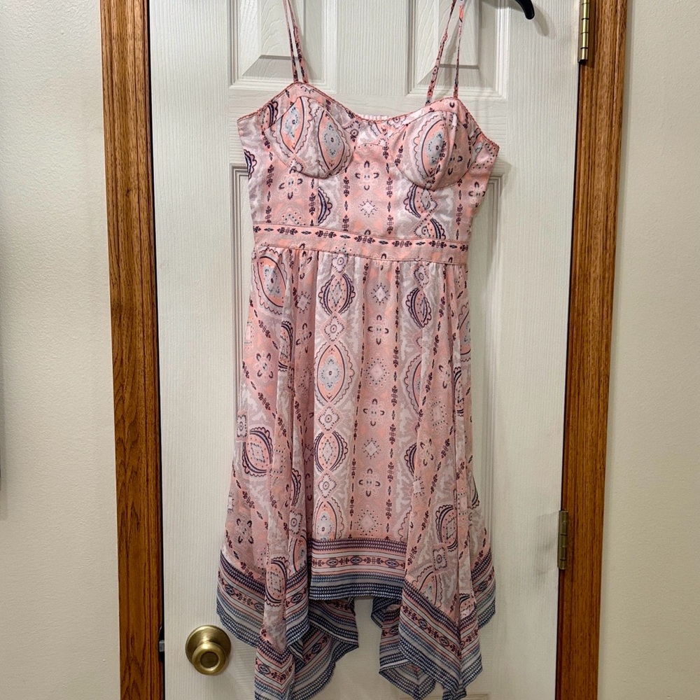 American Eagle Pink Patterned Spaghetti Strap Dre… - image 2